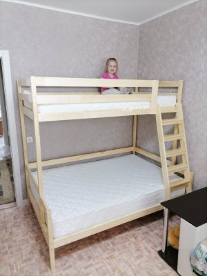 Кровать с разными спальными местами №1 в Новосибирске - dvayarusa.ru | фото 2